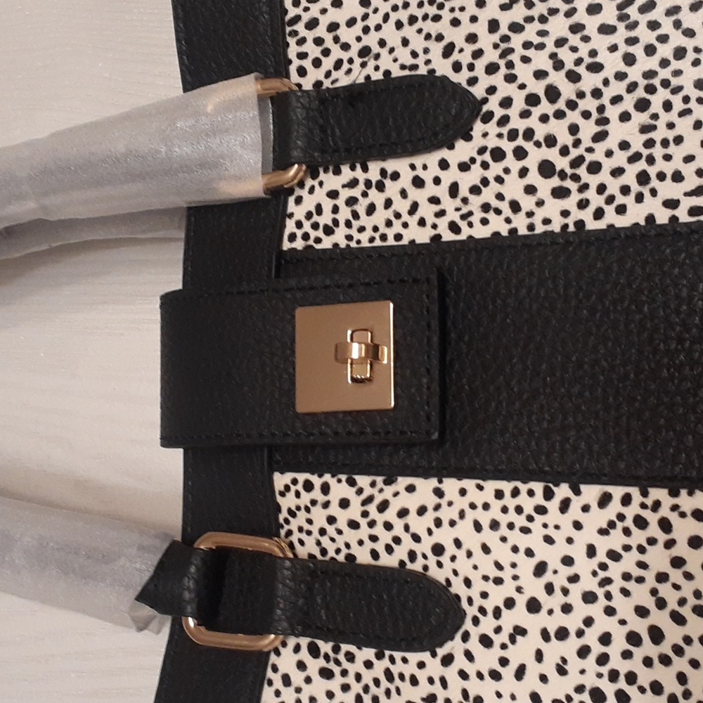 genuine Leather LA MAREY cow hair handbag.